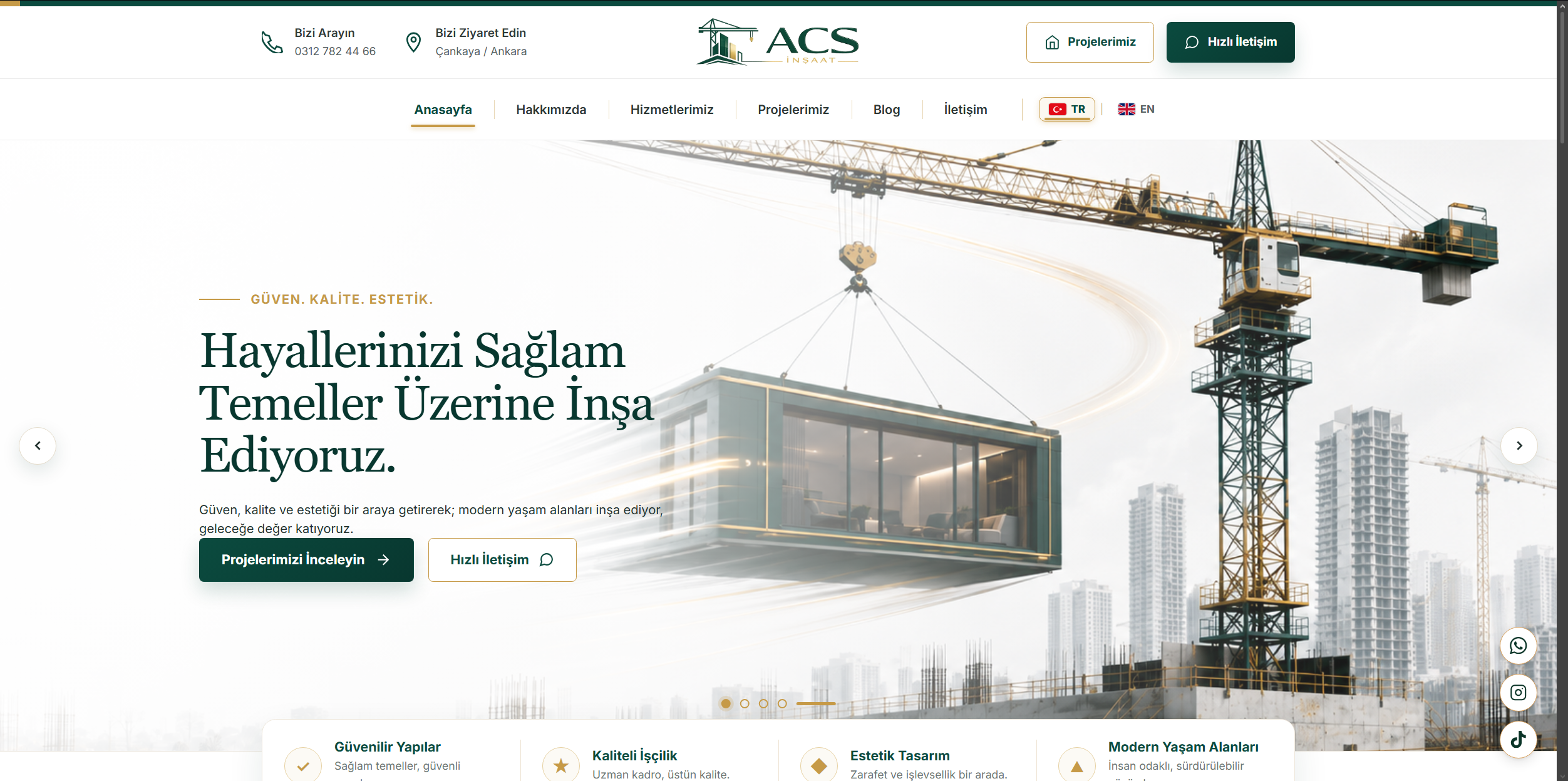 ACS İnşaat Web Tasarım ve Özel Yazılım Projesi | ULK Medya