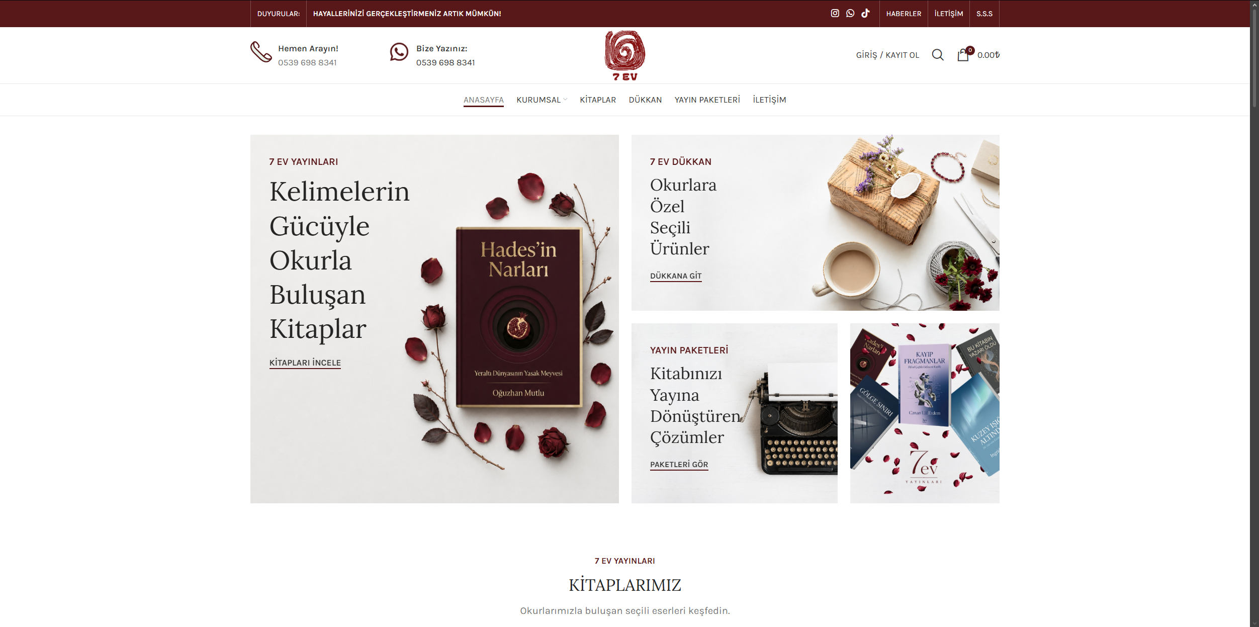 7 Ev Yayınları Web Tasarım Projesi | ULK Medya Özel WordPress Çözümleri